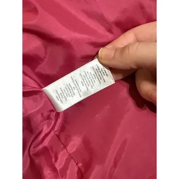 Talbots Size Large Pink Puffer Vest Fur Hood Duck Down Fill Winter Skiing Women - Picture 11 of 11